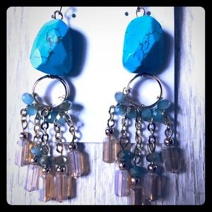 Genuine Stone and Crystal Chandelier Earrings!